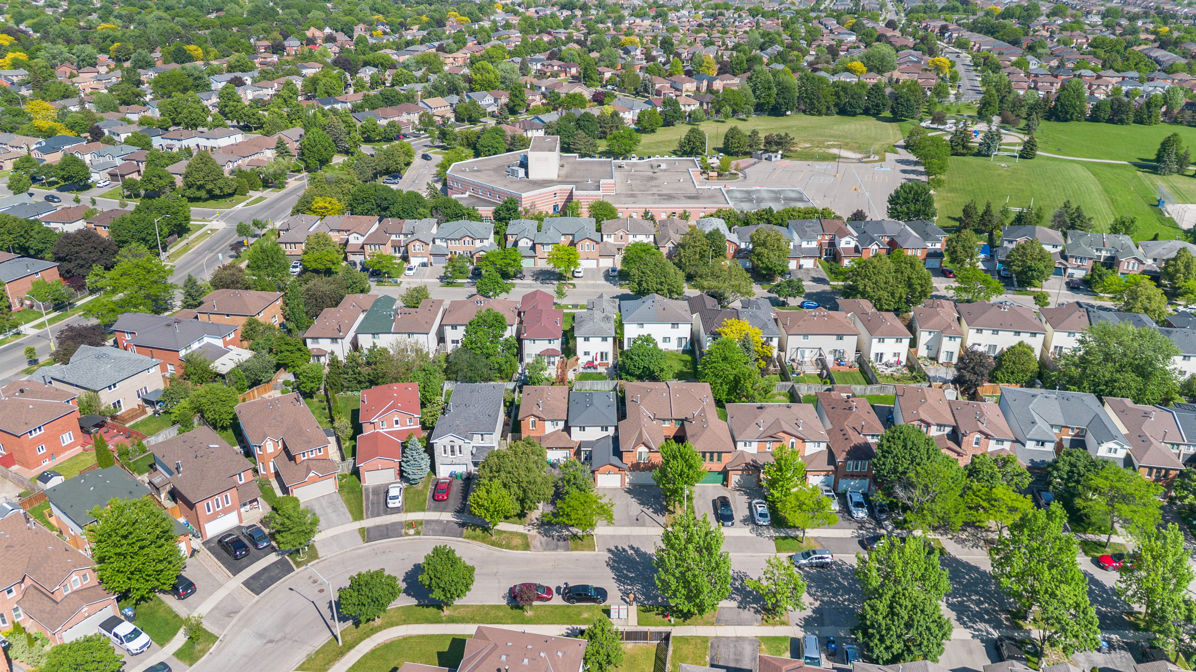 Drone view showing neighbourhood context